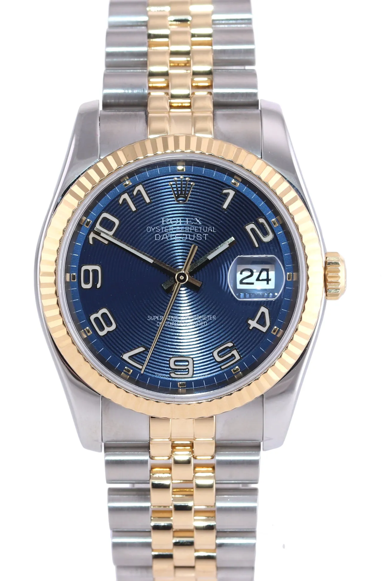 Rolex DateJust 36mm Blue Roulette Jubilee two Tone 116233 Gold Watch