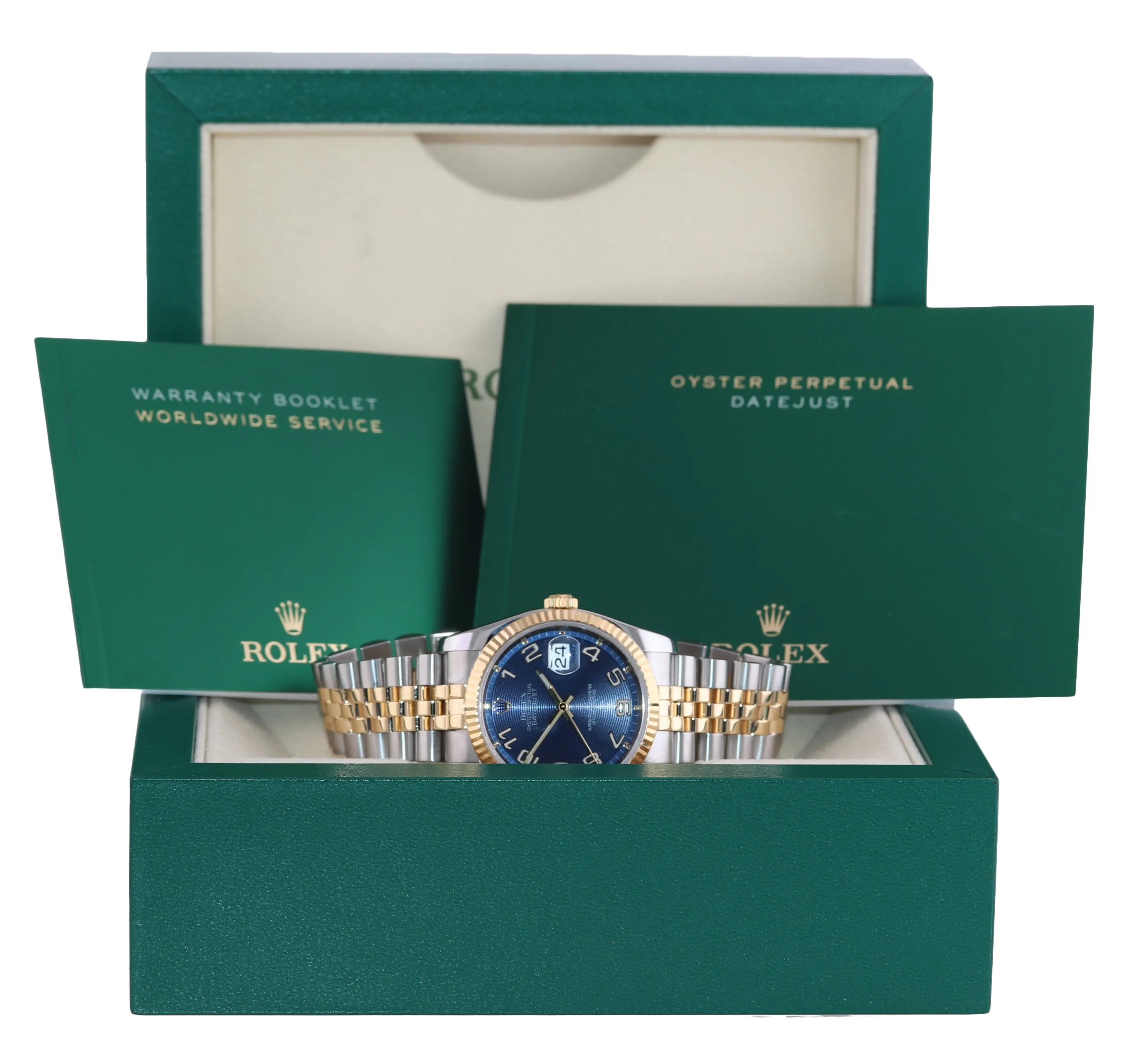 Rolex DateJust 36mm Blue Roulette Jubilee two Tone 116233 Gold Watch