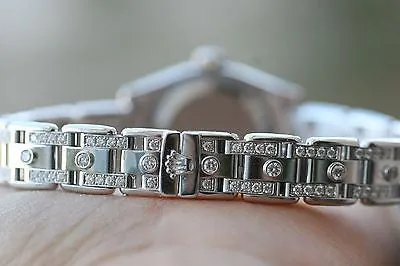 ROLEX LADIES 18K WHITE GOLD DIAMONDS MASTERPIECE BAND DIAMOND LUGS BEZEL DIAL