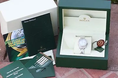 ROLEX LADIES 18K WHITE GOLD DIAMONDS MASTERPIECE BAND DIAMOND LUGS BEZEL DIAL