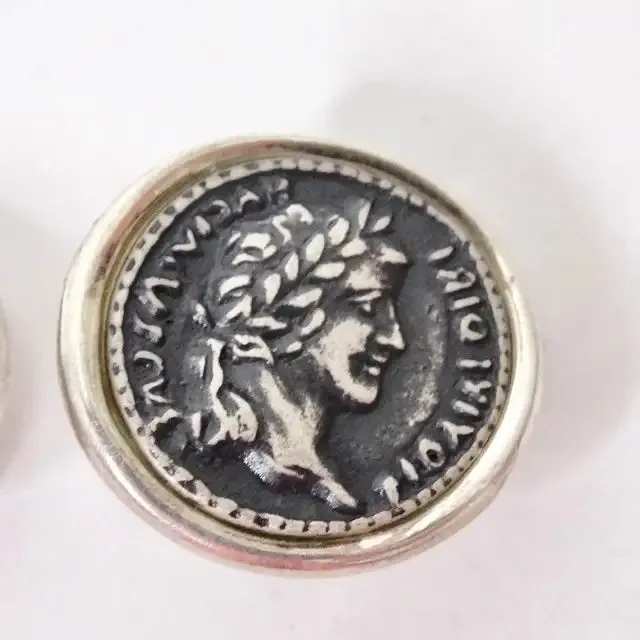 Roman Coin Silver Stud Earrings