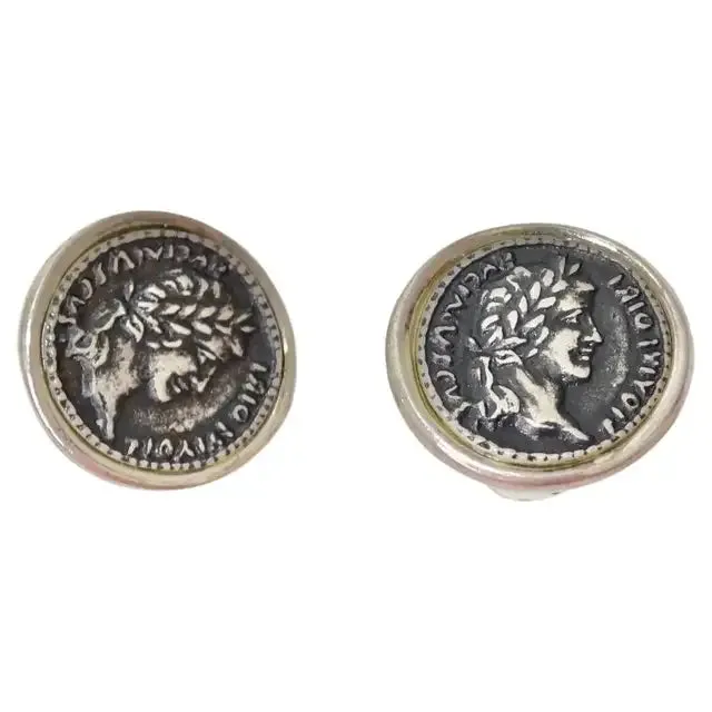 Roman Coin Silver Stud Earrings