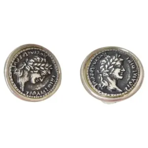 Roman Coin Silver Stud Earrings