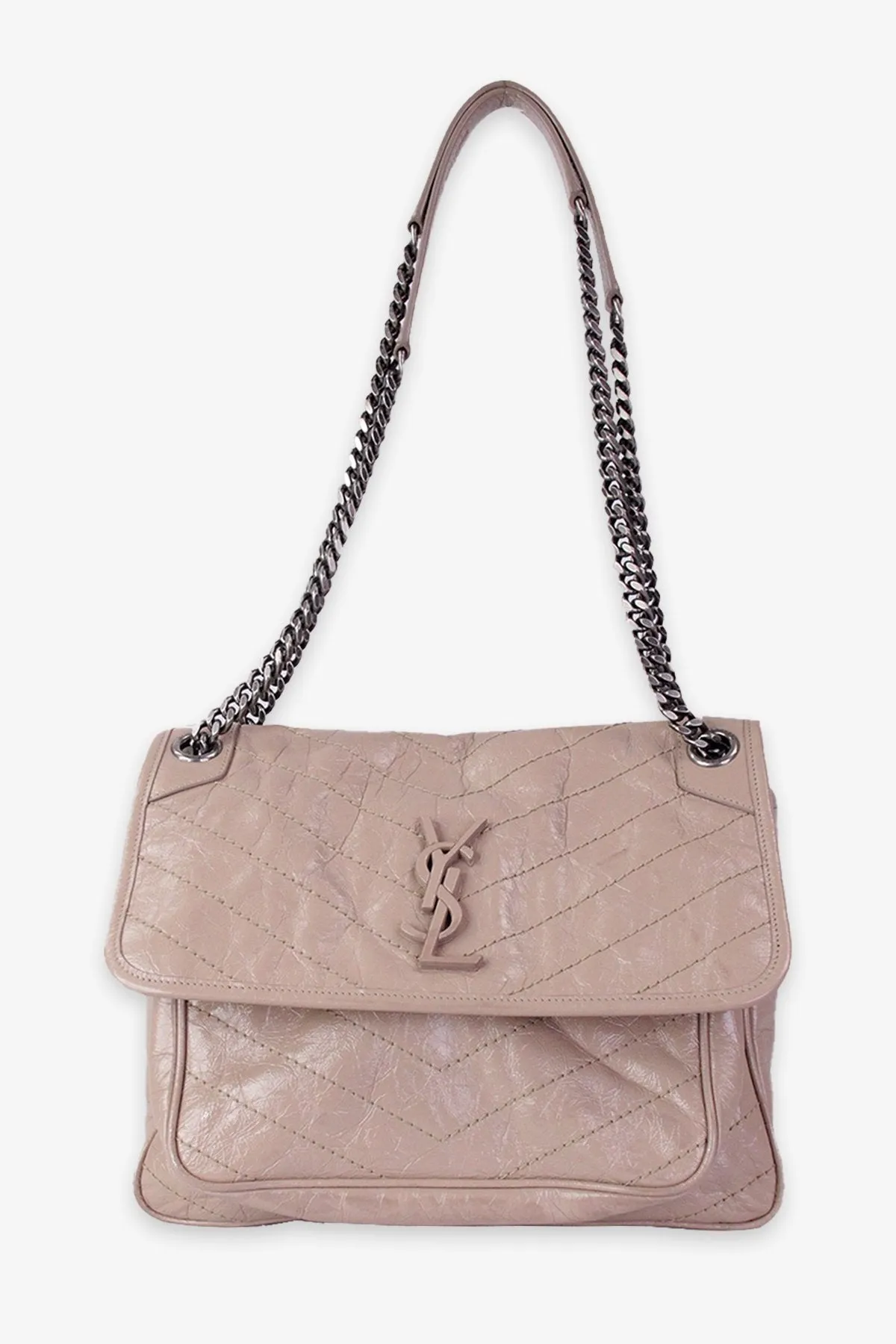Saint Laurent Patent Taupe Nikki Handbag