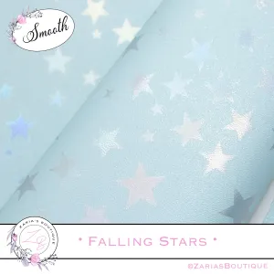 SALE ⋅ Falling Stars ⋅ Metallic Pearl Blue ⋅ Vegan Synthetic Bow Leather Leatherette