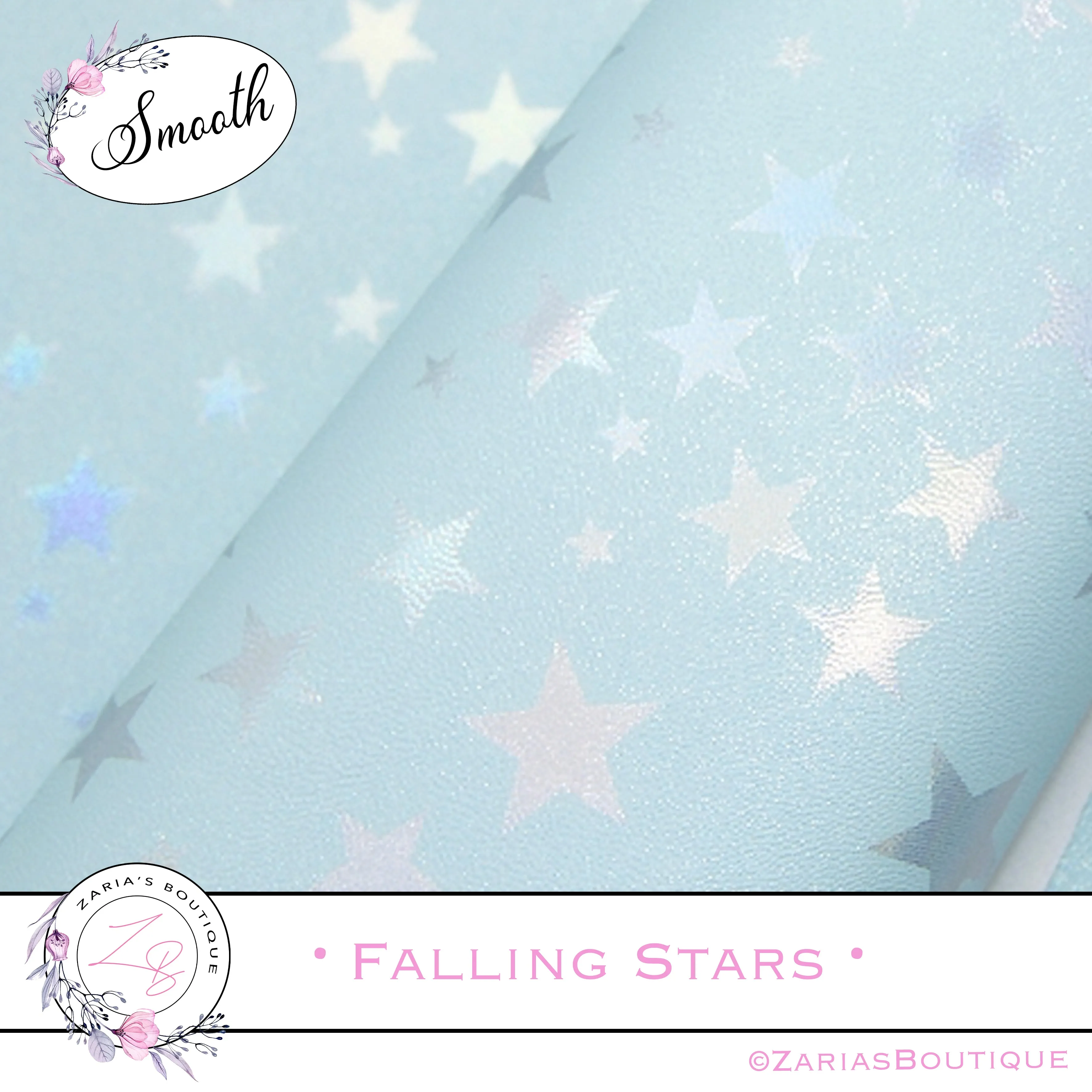 SALE ⋅ Falling Stars ⋅ Metallic Pearl Blue ⋅ Vegan Synthetic Bow Leather Leatherette