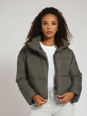 Shorter Length Puffer Jacket - Dark Grey