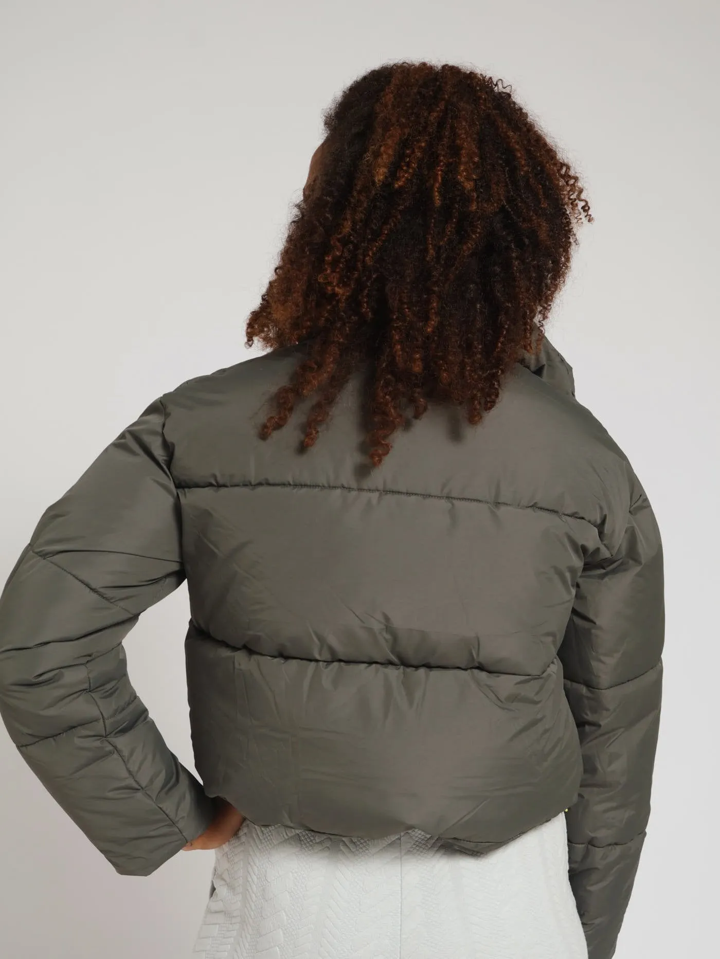 Shorter Length Puffer Jacket - Dark Grey