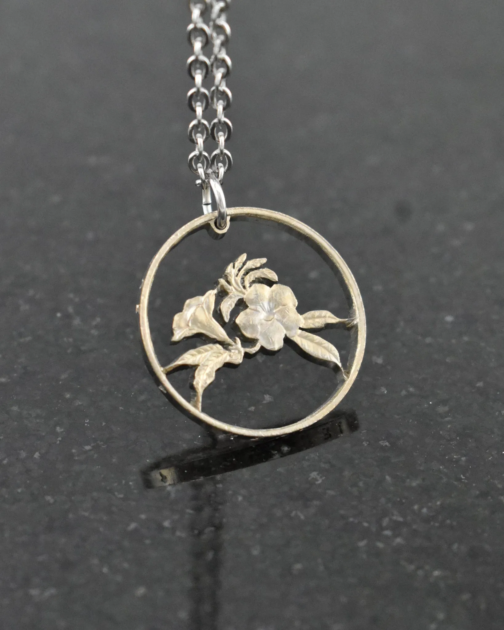 Singapore - Allamanda Flowers Cut Coin Pendant