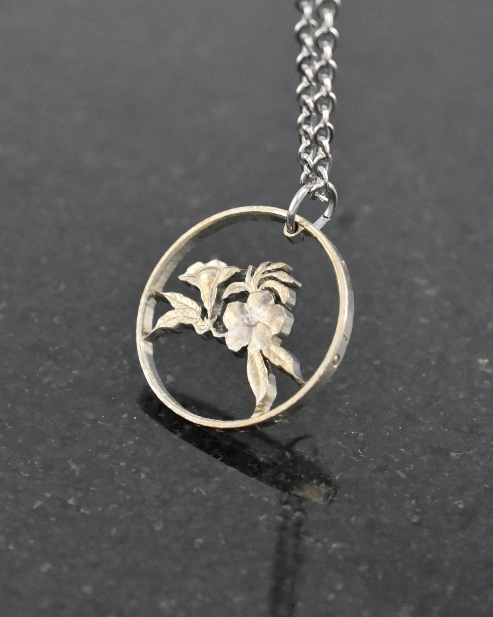 Singapore - Allamanda Flowers Cut Coin Pendant