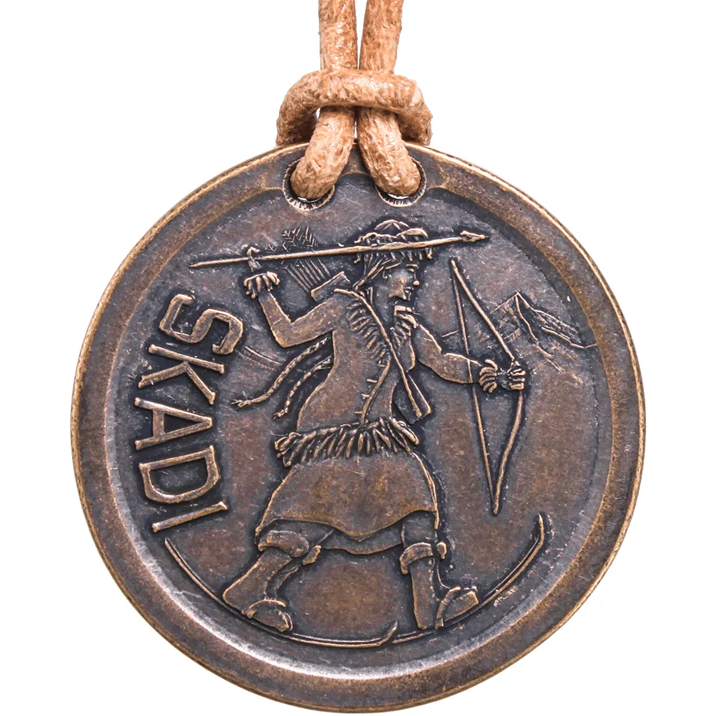 Skadi / Vegvisir Bronze and Leather Necklace