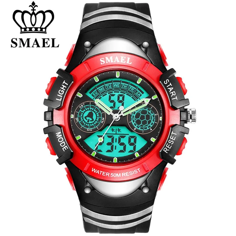 SMAEL Children Digital Sports Watch 50M Water Resistant Wrist Watches Children Mother's Choice Boys Girl Gift 4-13 Years Kids