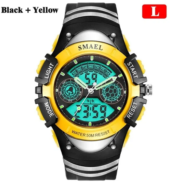 SMAEL Children Digital Sports Watch 50M Water Resistant Wrist Watches Children Mother's Choice Boys Girl Gift 4-13 Years Kids