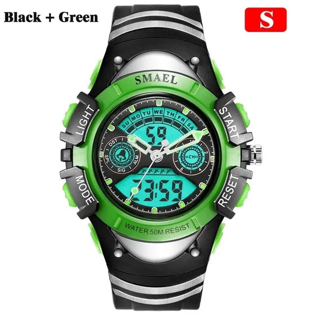SMAEL Children Digital Sports Watch 50M Water Resistant Wrist Watches Children Mother's Choice Boys Girl Gift 4-13 Years Kids