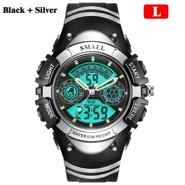 SMAEL Children Digital Sports Watch 50M Water Resistant Wrist Watches Children Mother's Choice Boys Girl Gift 4-13 Years Kids