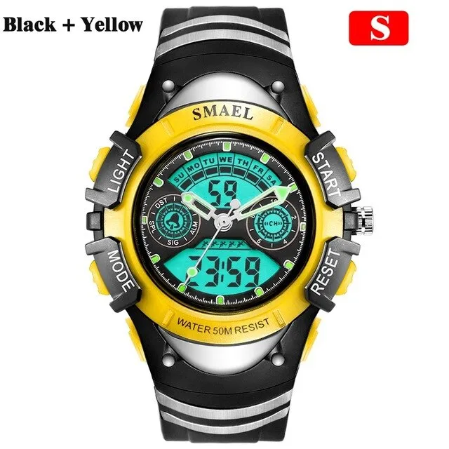 SMAEL Children Digital Sports Watch 50M Water Resistant Wrist Watches Children Mother's Choice Boys Girl Gift 4-13 Years Kids