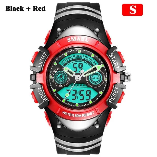 SMAEL Children Digital Sports Watch 50M Water Resistant Wrist Watches Children Mother's Choice Boys Girl Gift 4-13 Years Kids