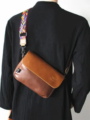 Small Faux Leather Messenger Bag