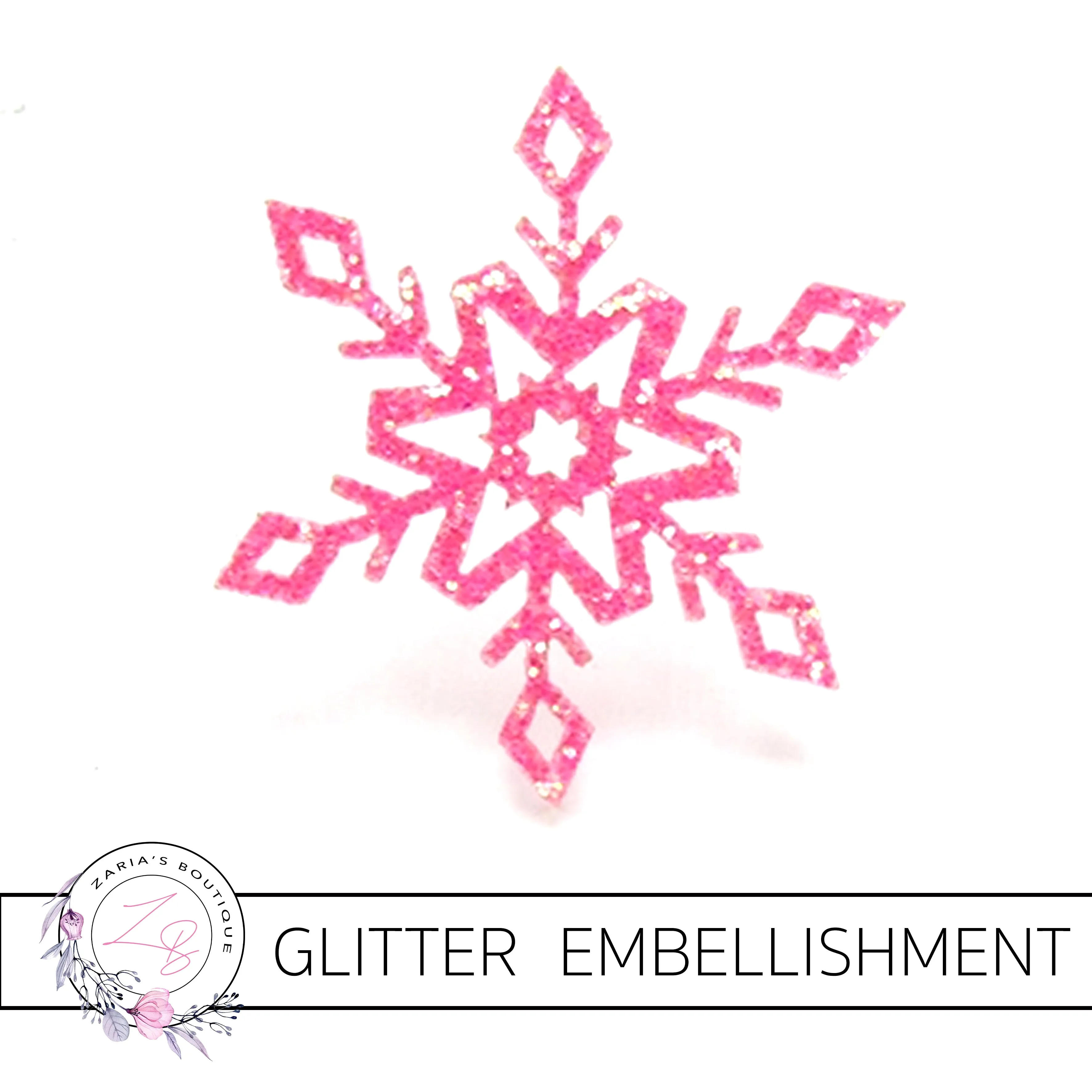 Snowflake Glitter Embellishments x 2 pieces ~ 5 Colours
