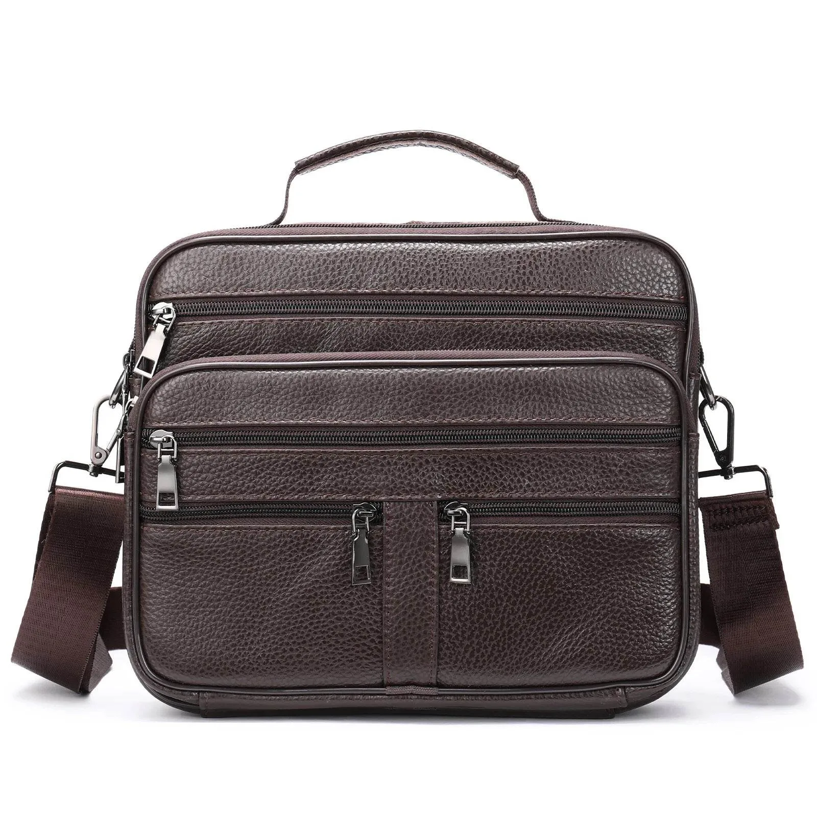 Soft Cowhide Leather Messenger Crossbody Bag for Men