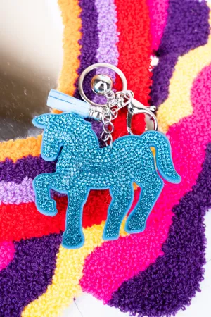Sparkling Aqua Horse Keychain