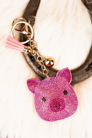 Sparkling Pink Hamlet Pig Keychain