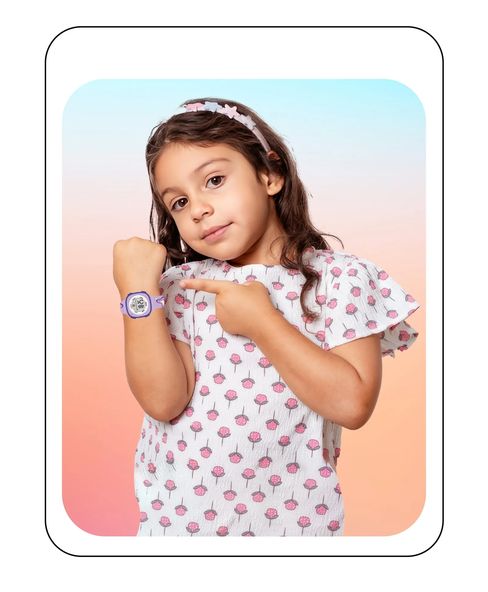 Spiky Eva15 Square Digital Watch for Kids - Purple
