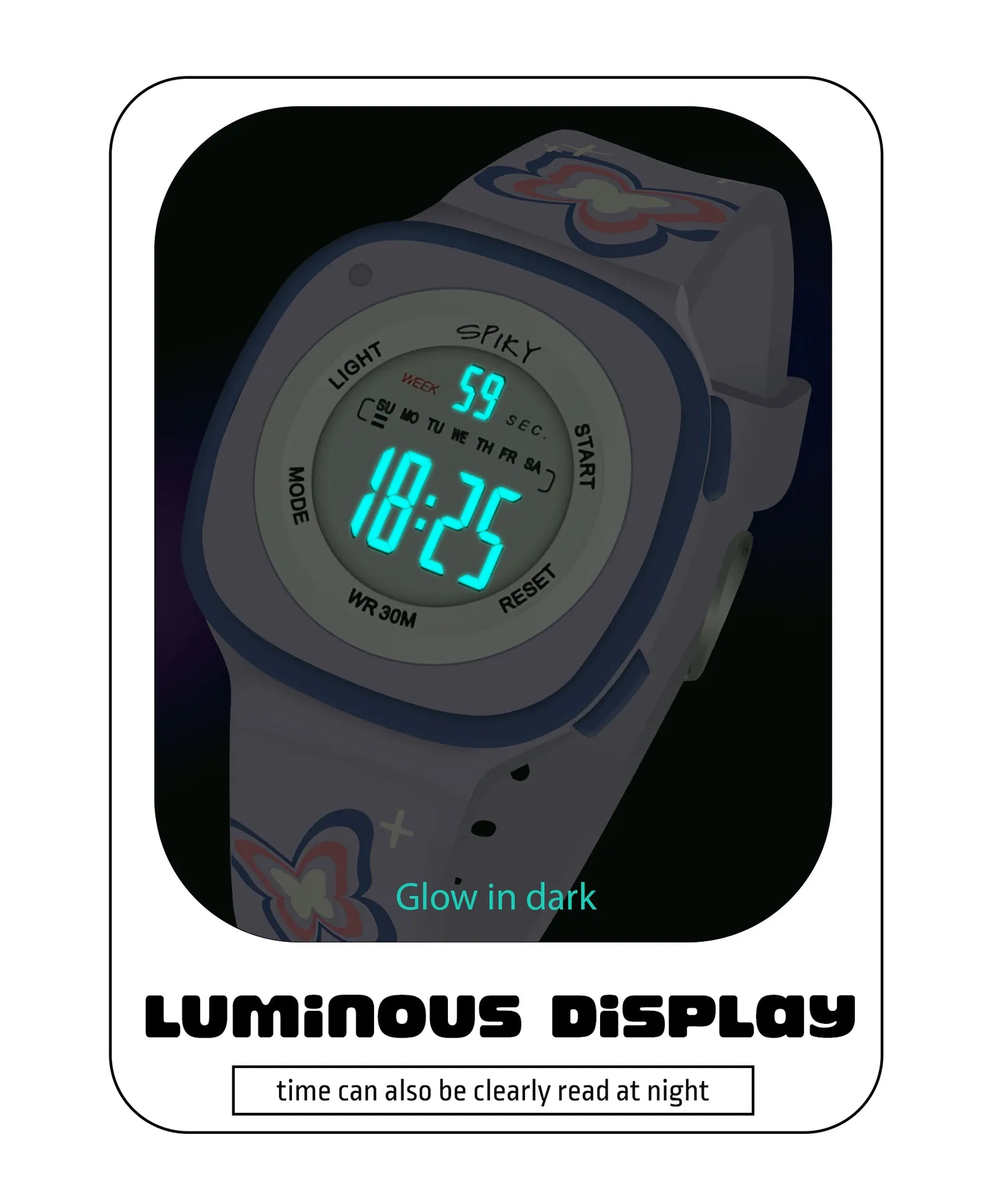 Spiky Eva15 Square Digital Watch for Kids - Purple