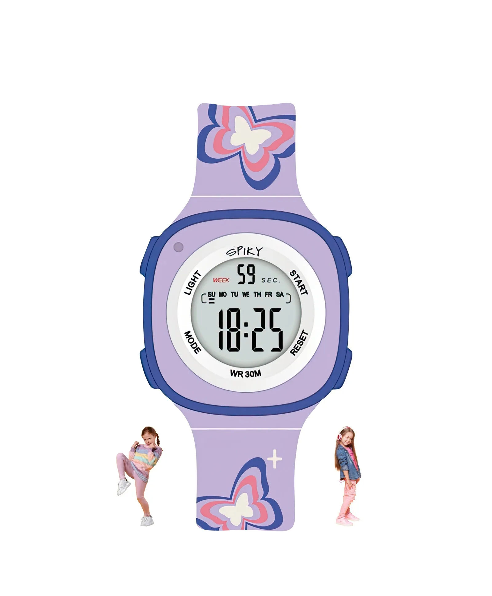 Spiky Eva15 Square Digital Watch for Kids - Purple