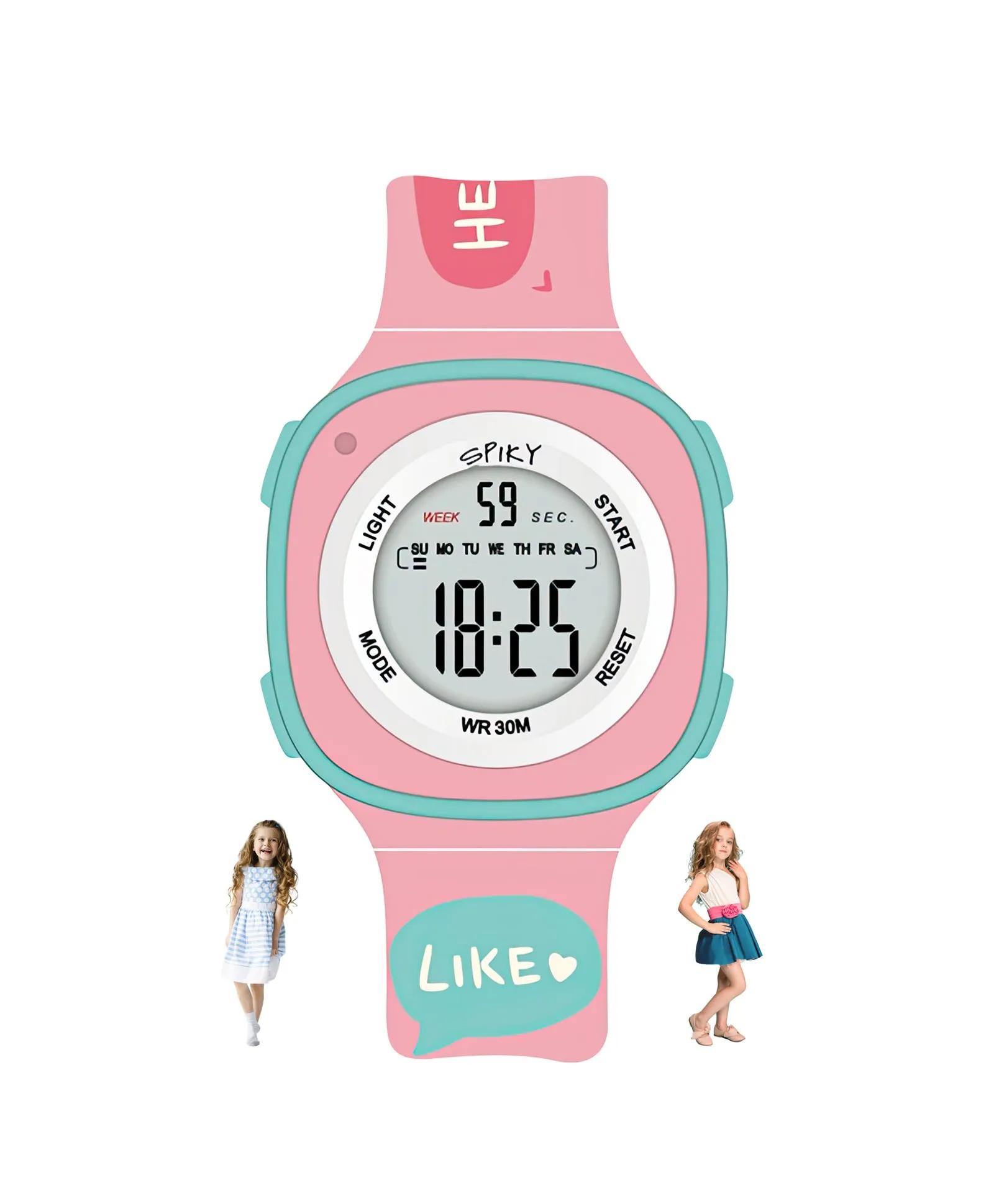 Spiky Eva15 Square Digital Watch for Kids - Purple