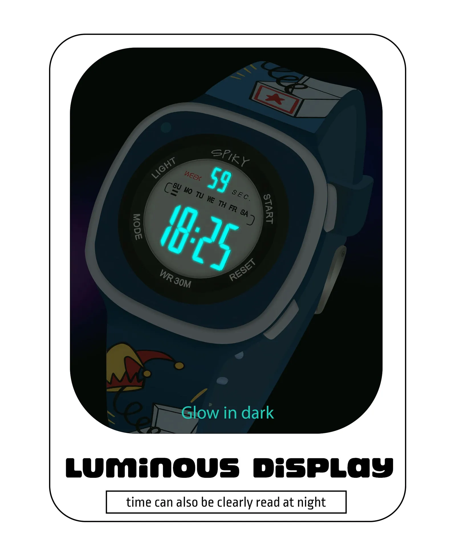 Spiky Eva15 Square Digital Watch for Kids - Purple