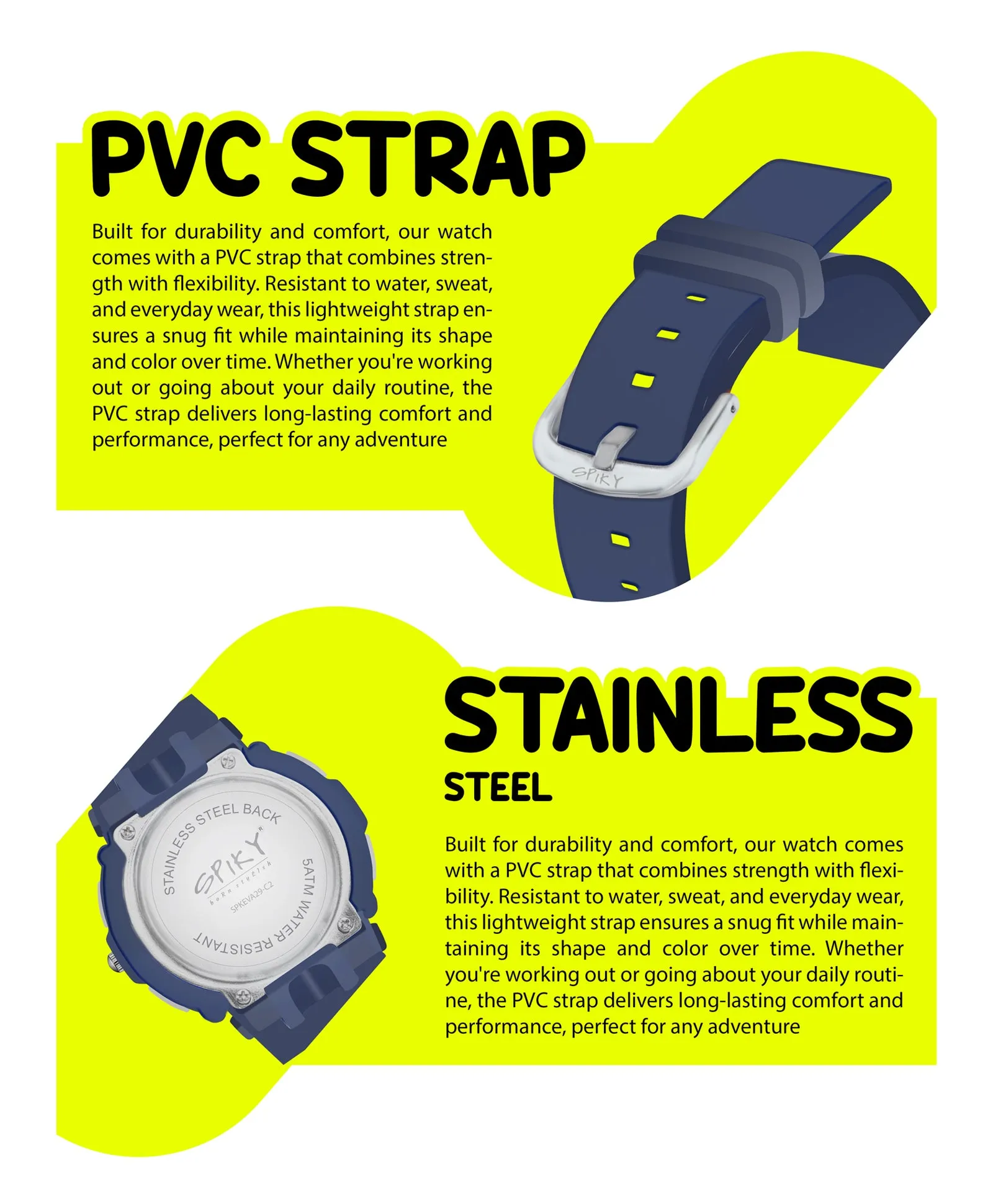 Spiky Eva29 Round Multifunctional Digital Sports Watch - Blue