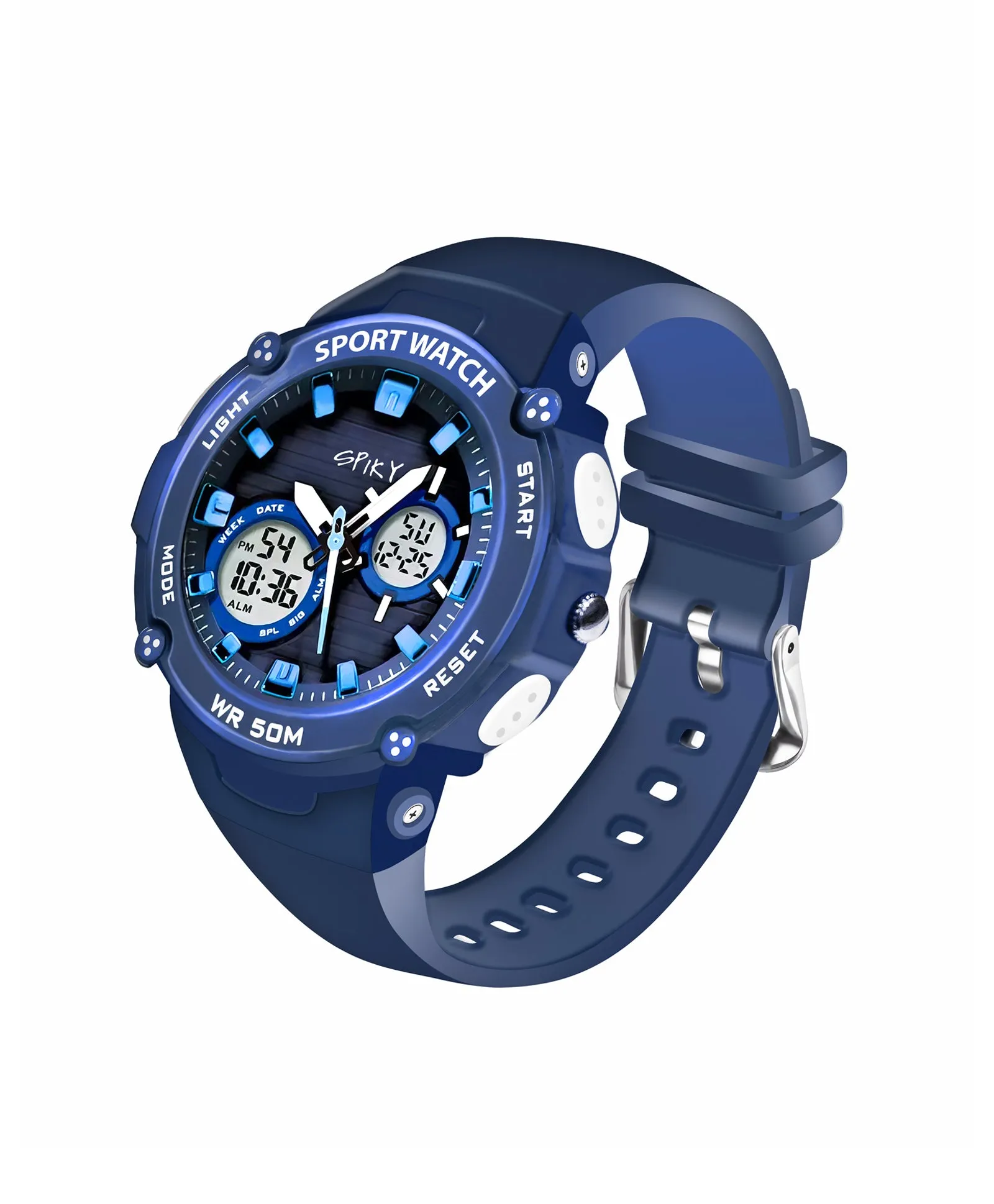 Spiky Eva29 Round Multifunctional Digital Sports Watch - Blue