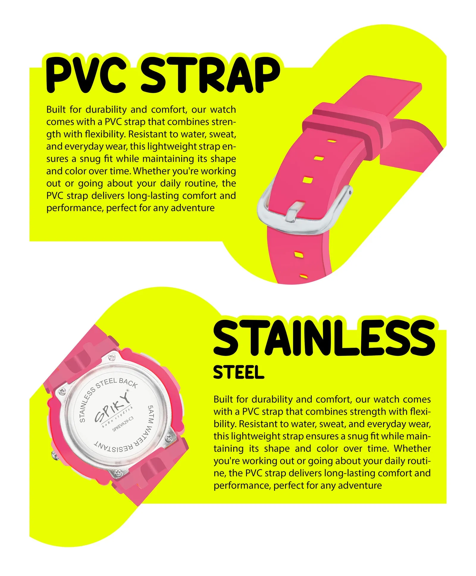 Spiky Eva29 Round Multifunctional Digital Sports Watch - Pink