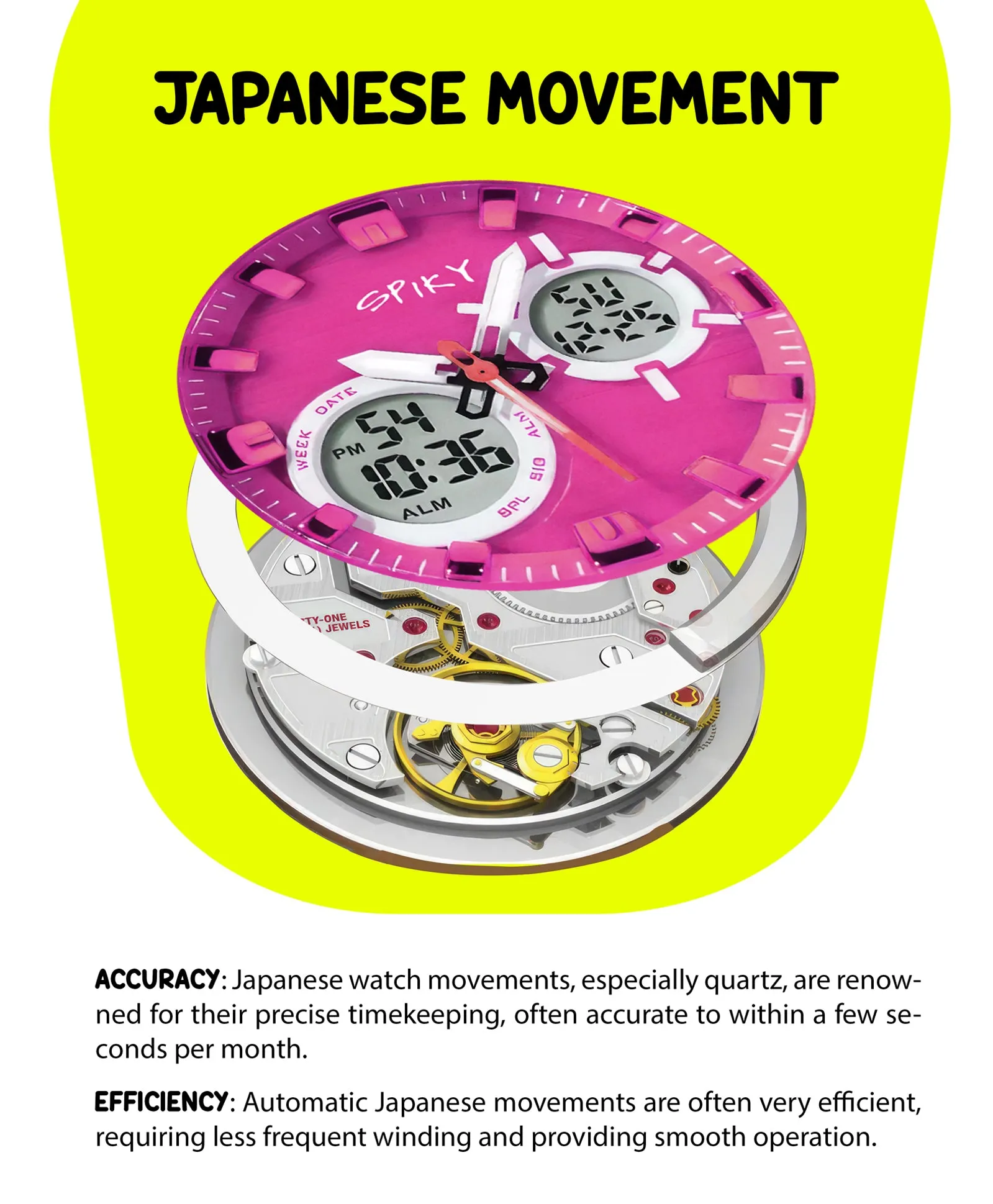 Spiky Eva29 Round Multifunctional Digital Sports Watch - Pink