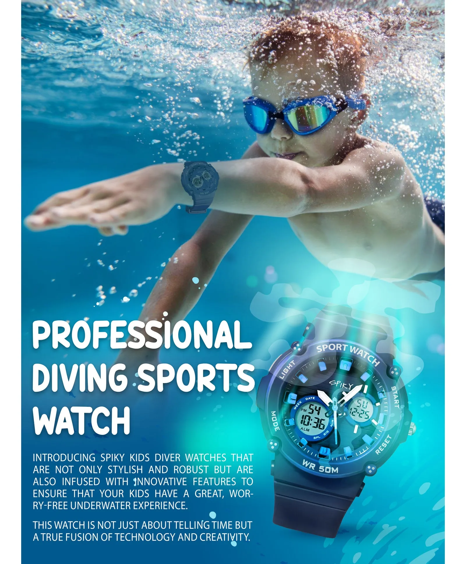 Spiky Eva29 Round Multifunctional Digital Sports Watch - Pink