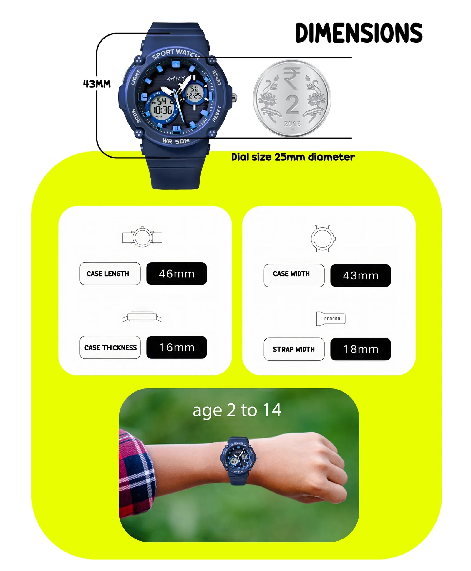 Spiky Eva29 Round Multifunctional Digital Sports Watch - Pink