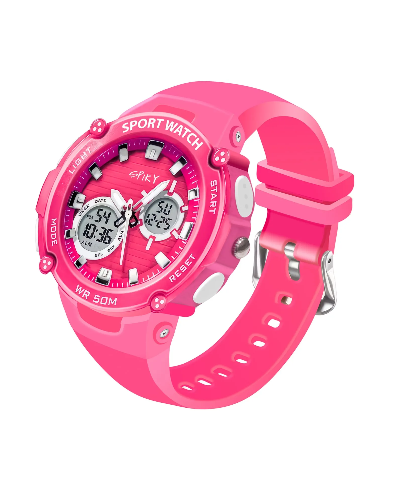 Spiky Eva29 Round Multifunctional Digital Sports Watch - Pink