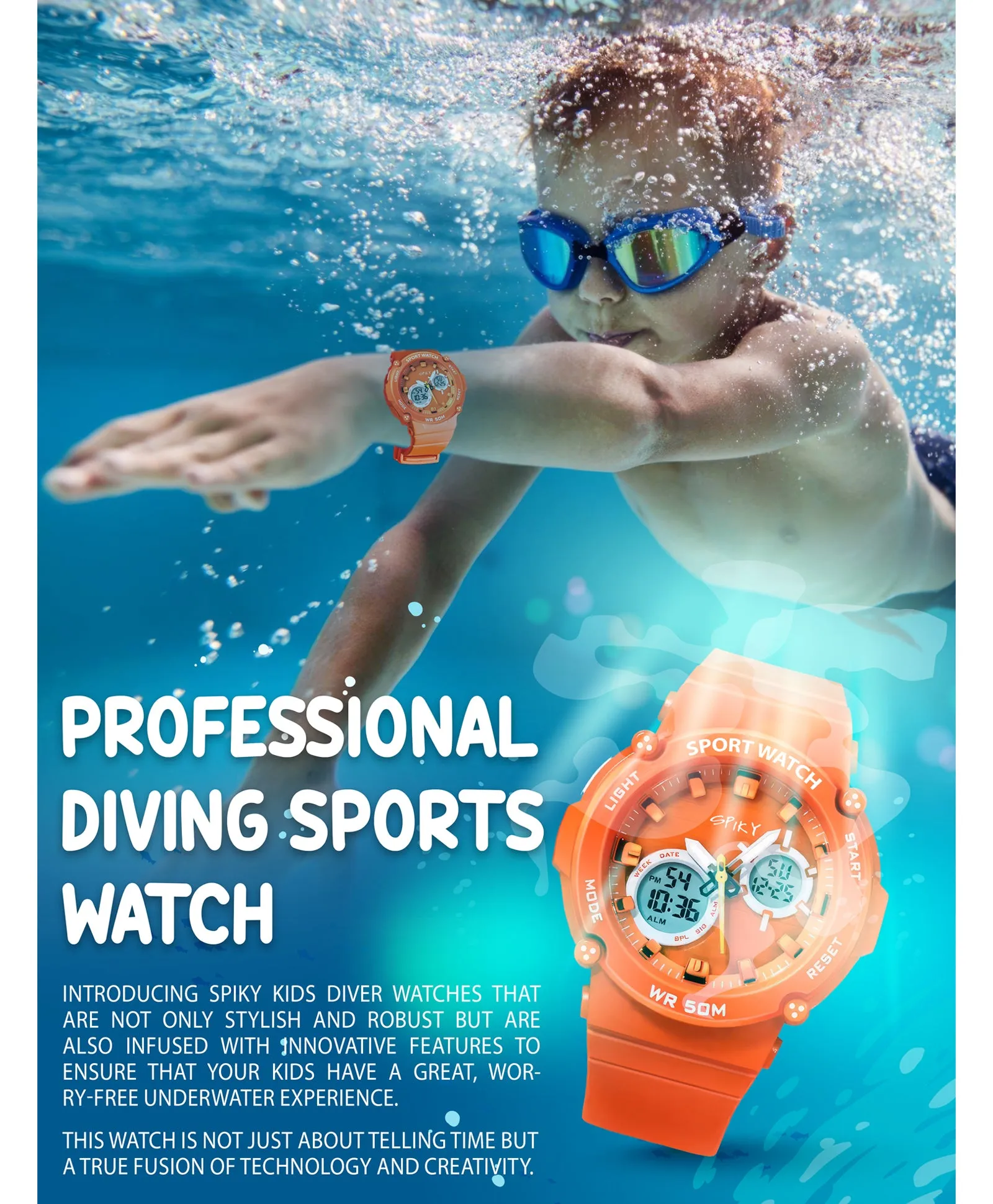 Spiky Eva29 Round Multifunctional Digital Sports Watch - Pink