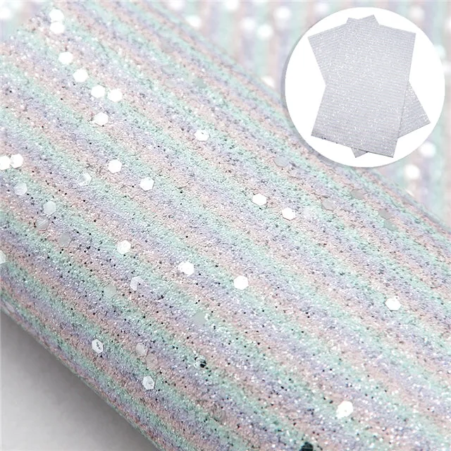 Sprinkle Stripe Glitter ~ Multi-Colour Pastel Rainbow Stripes ~ 3 Colours