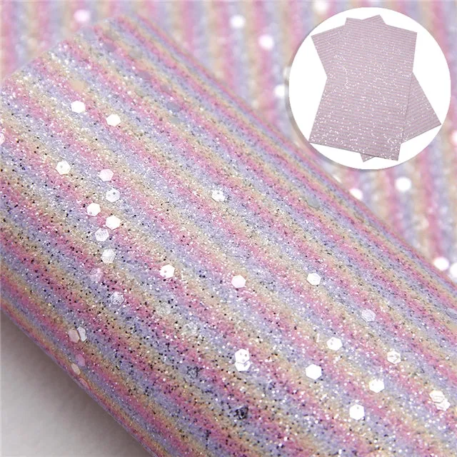 Sprinkle Stripe Glitter ~ Multi-Colour Pastel Rainbow Stripes ~ 3 Colours