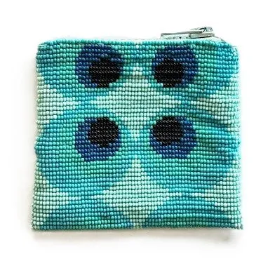 Square Glass Bead Coin Purse - TURQUOISE EYE