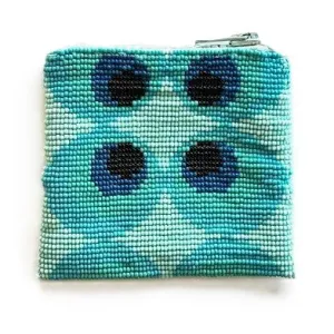 Square Glass Bead Coin Purse - TURQUOISE EYE