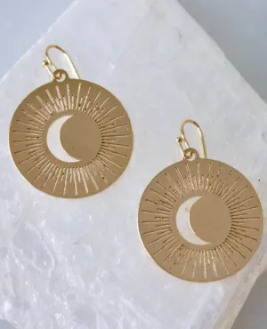 Sun and Moon Coin Earrings