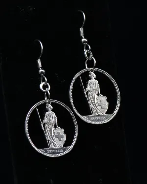 Switzerland - Cut Coin Earrings with Helvetia