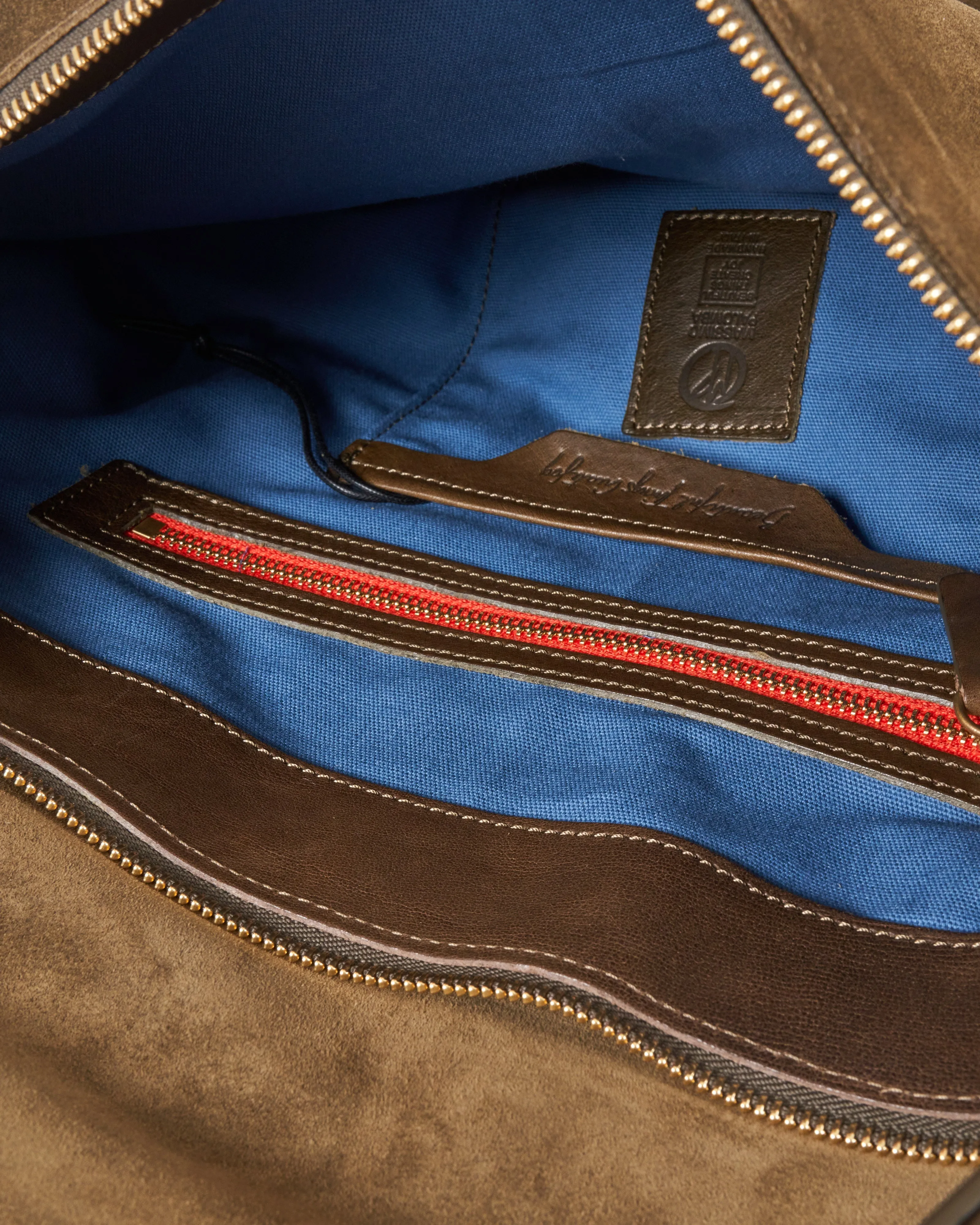 tall messenger bag - olive suede