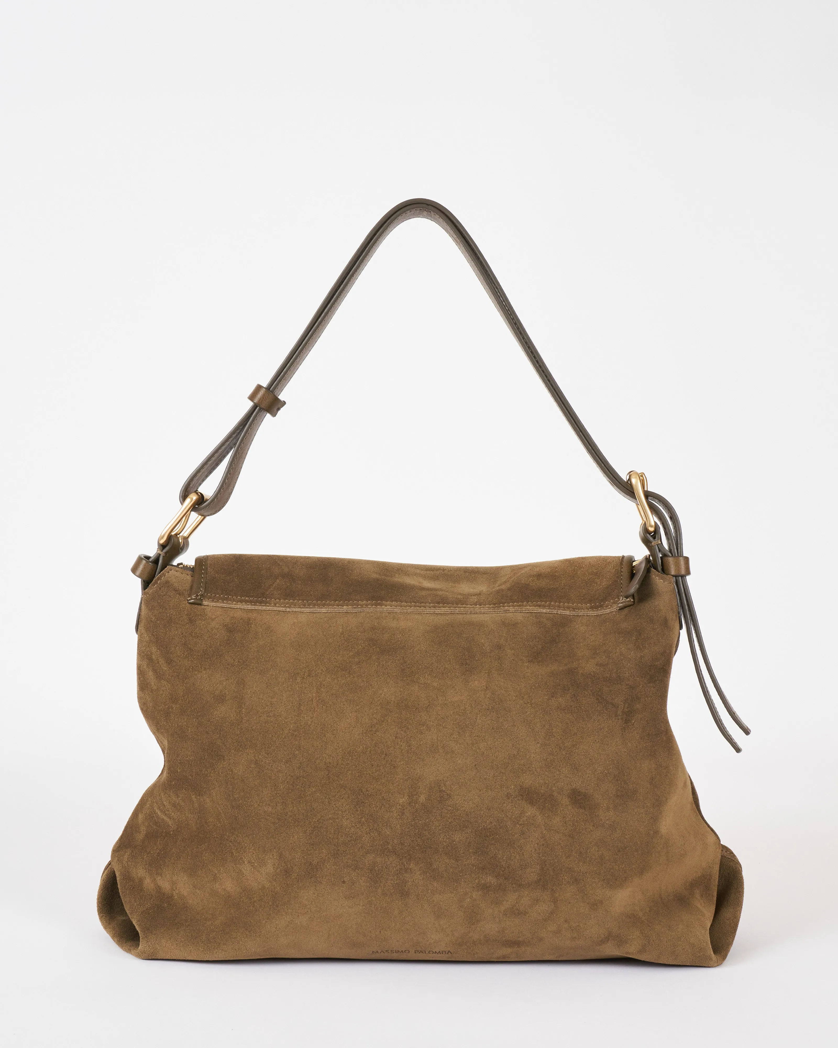 tall messenger bag - olive suede