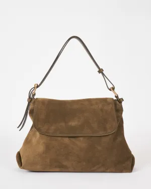 tall messenger bag - olive suede
