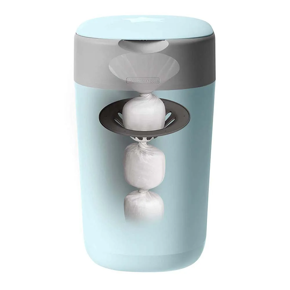 Tommee Tippee - Twist and Click Advanced Nappy Bin with 1x Refill Cassette with Sustainably Sourced Antibacterial GREENFILM (Green)