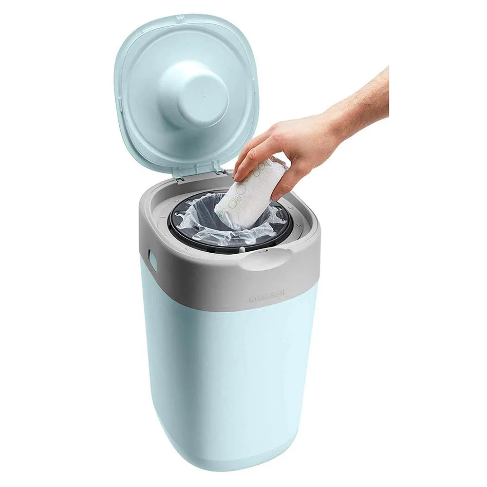 Tommee Tippee - Twist and Click Advanced Nappy Bin with 1x Refill Cassette with Sustainably Sourced Antibacterial GREENFILM (Green)